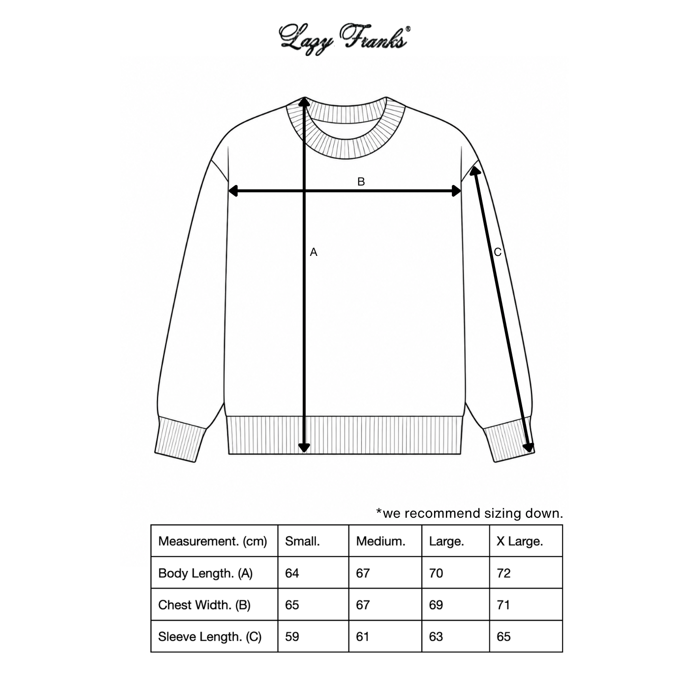 Product size guide
