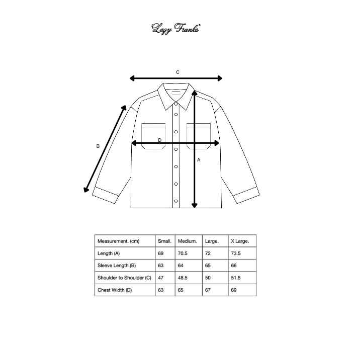 Lazy Franks shirts size guide