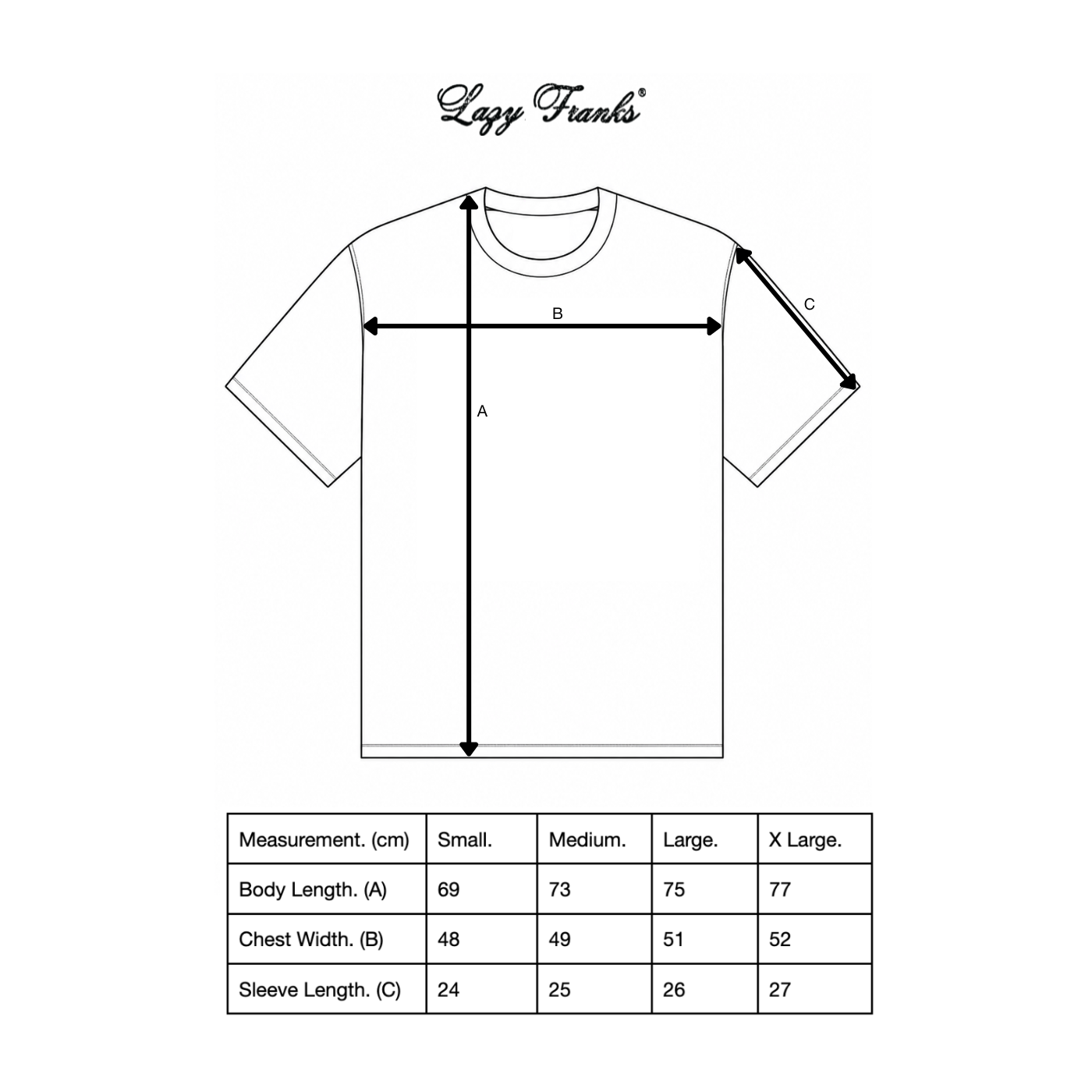 Product size guide