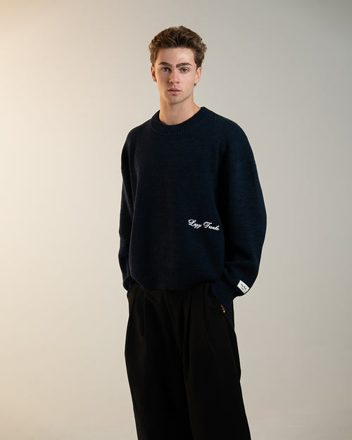 FRANKLIN HEAVY KNIT - NAVY MARLE