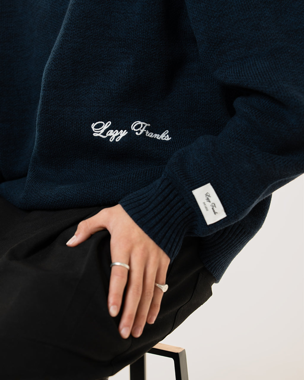 FRANKLIN HEAVY KNIT - NAVY MARLE